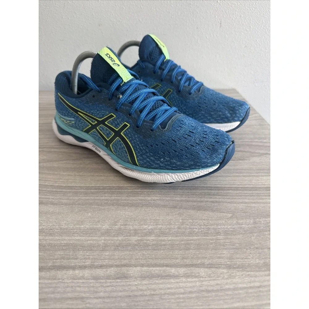 Asics Gel-Nimbus 24 Mens Size 8.5 Blue Green Athletic Running Shoes Sneakers